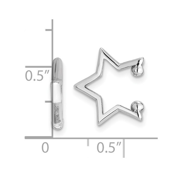 14K White Gold Polished Star Pair of Cuff Earrings - Picture 2 of 4